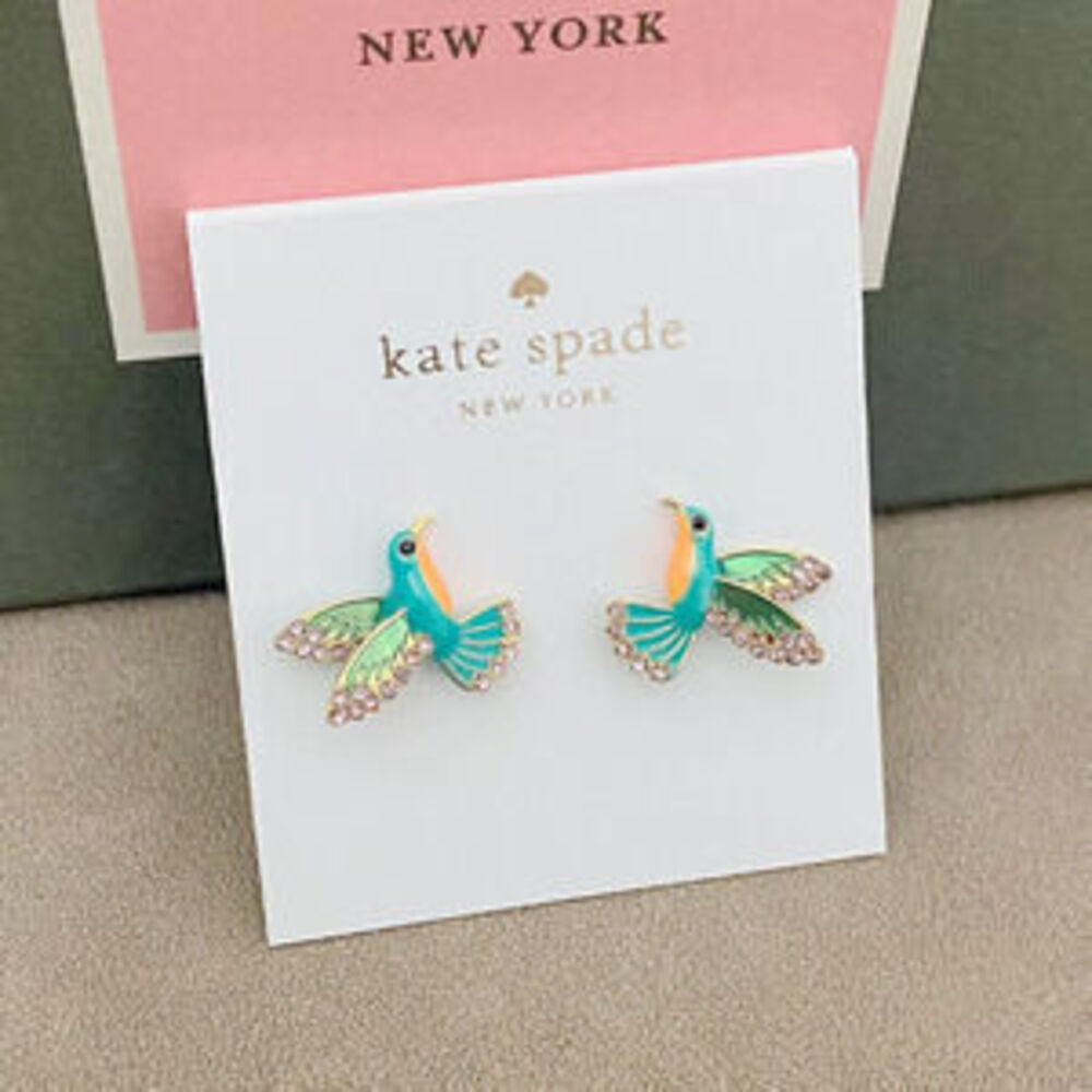 kate spade Enamel Pave Diamond Hummingbird Soaring Earrings
